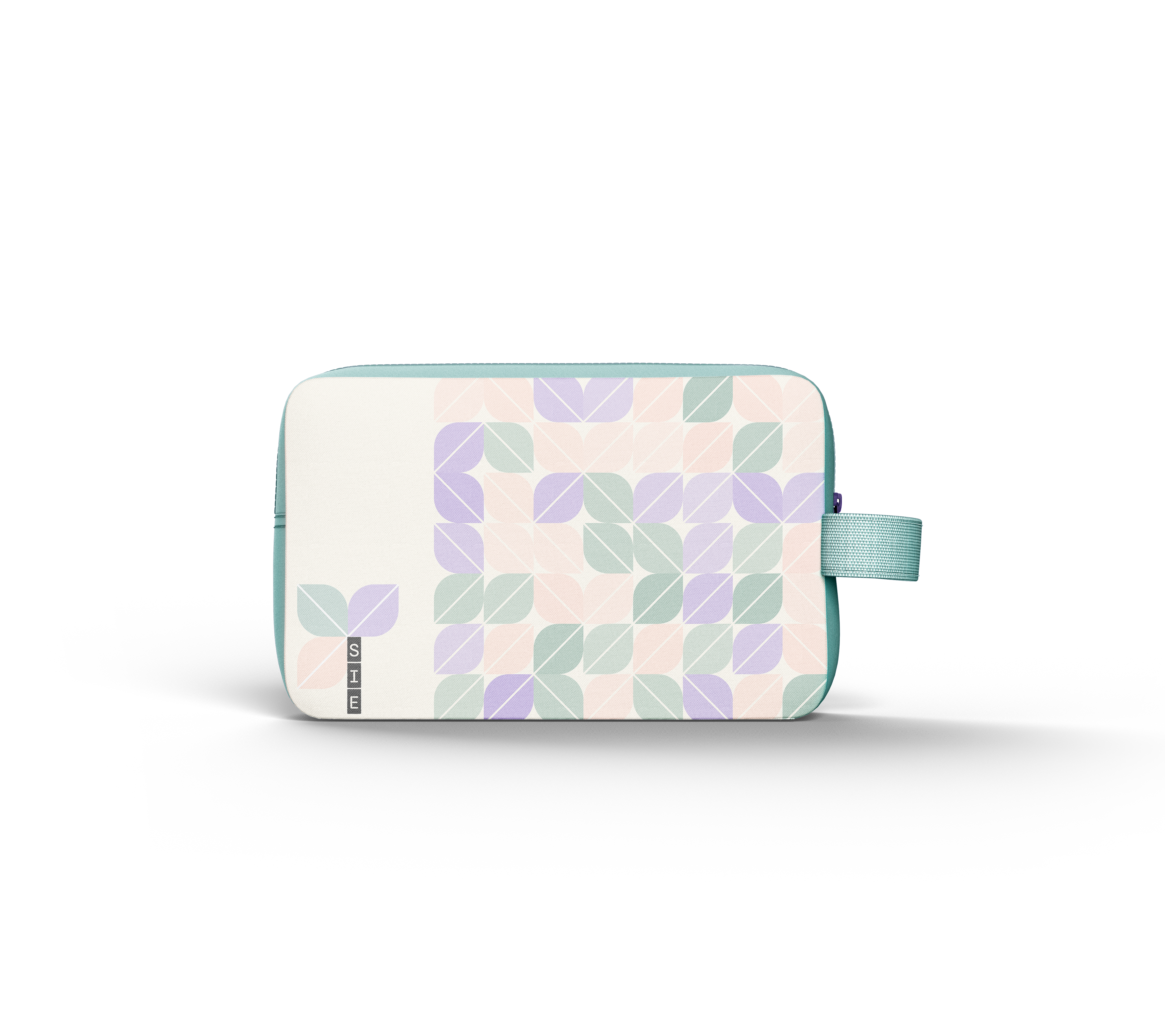 Mockup de neceser con patrón generativo